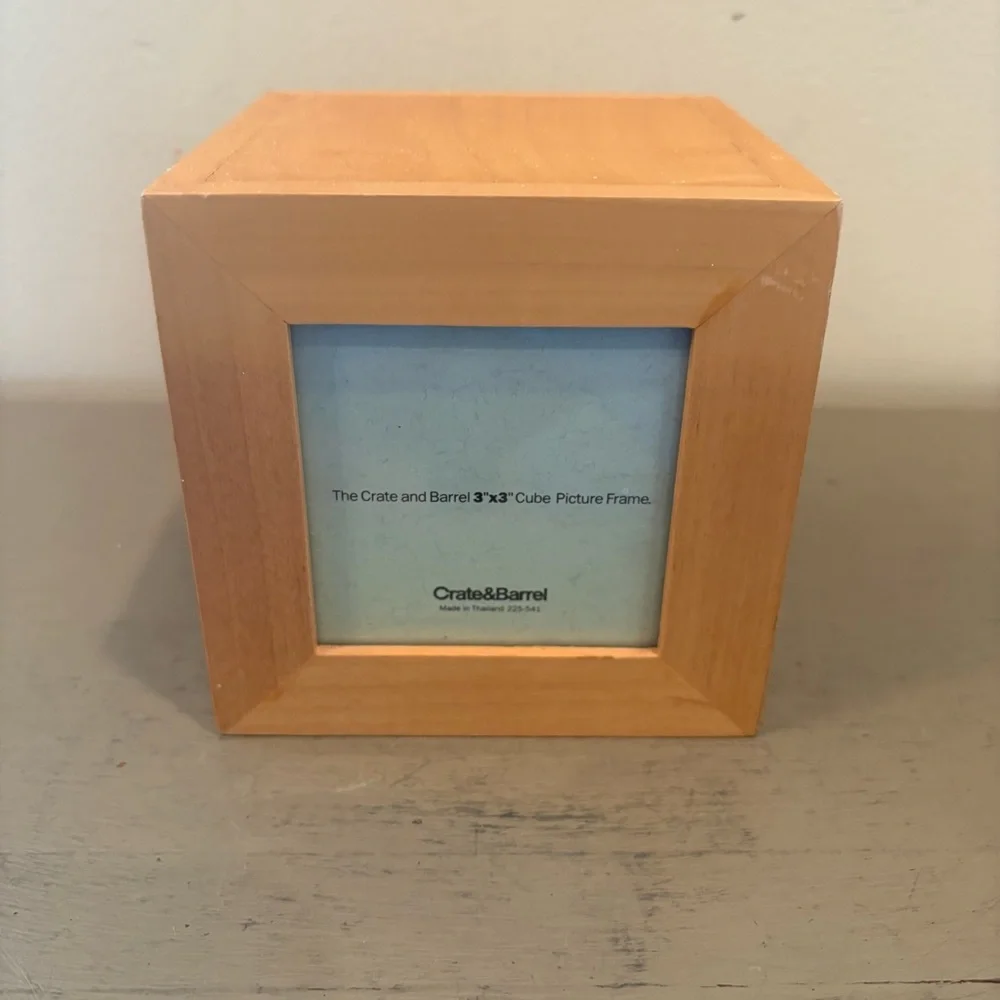 Crate&Barrel Wood Cube 3X3 Four Picture Frame Box